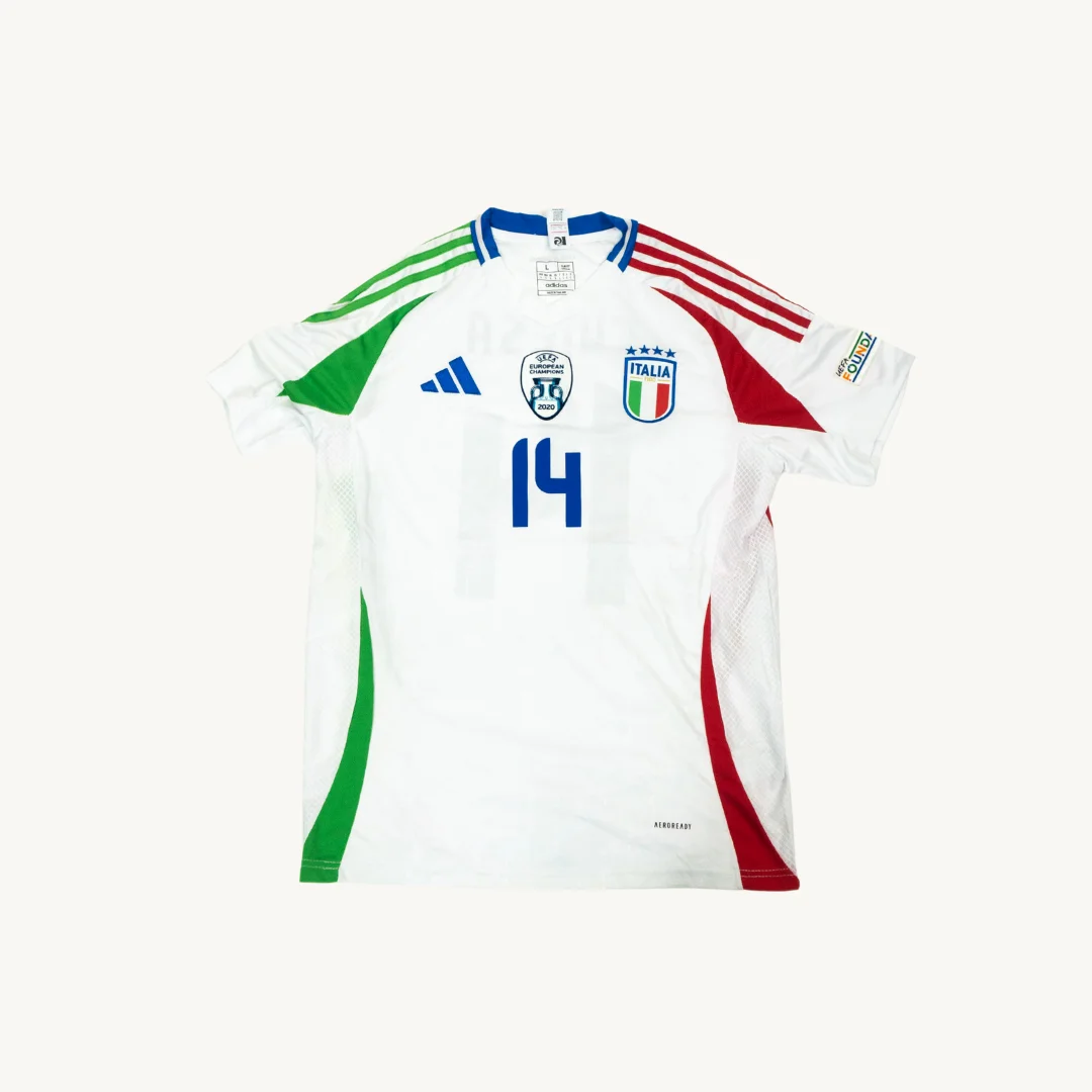 Camiseta de Futbol Seleccion de Italia Federico Chiesa 14 Adidas Blanca