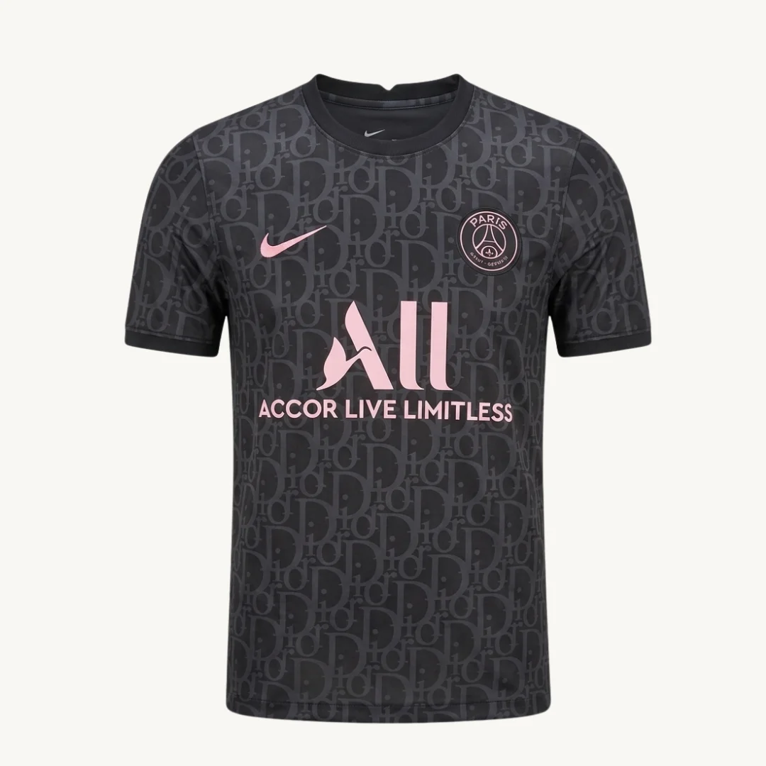 Camiseta PSG Edición Especial Monograma Negro y Rosado