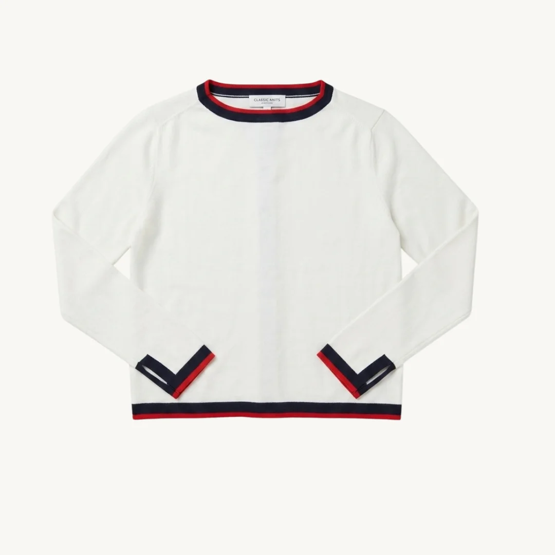 Cárdigan Zara Knit - Blanco con Ribetes en Contraste