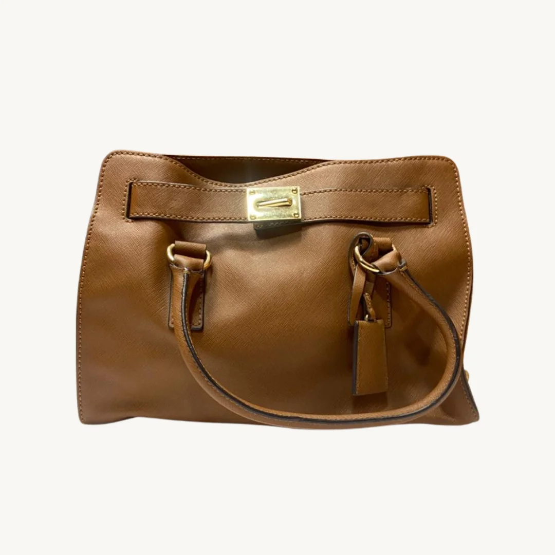Cartera Satchel Hamilton en Cuero Saffiano Marrón
