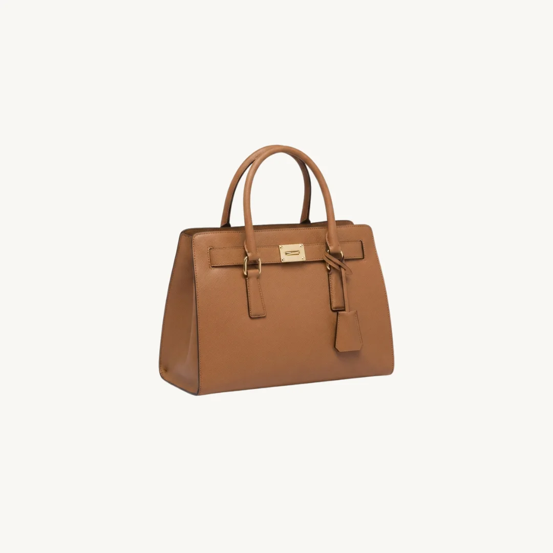 Cartera Satchel Hamilton en Cuero Saffiano Marrón