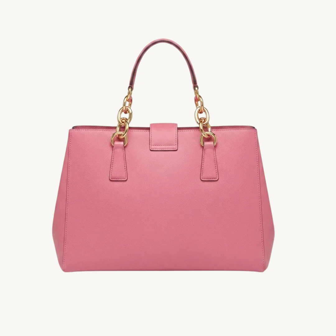 Bolso Tote Michael Kors Cynthia Medium en Piel Saffiano Rosa con Detalles de Cadena
