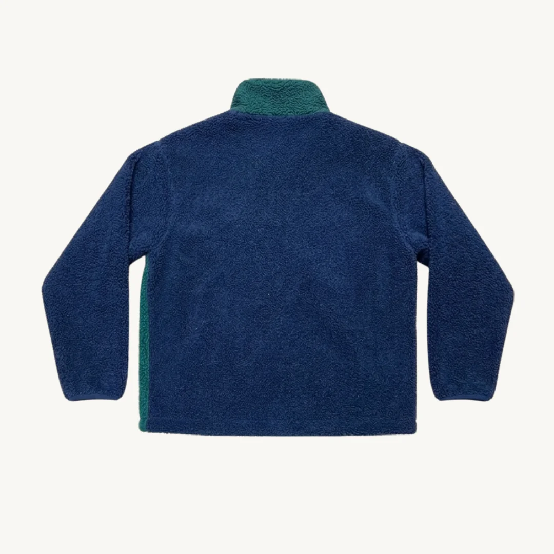 Chaqueta de Sherpa Adidas Originals Color-Block - Verde Esmeralda y Azul Marino