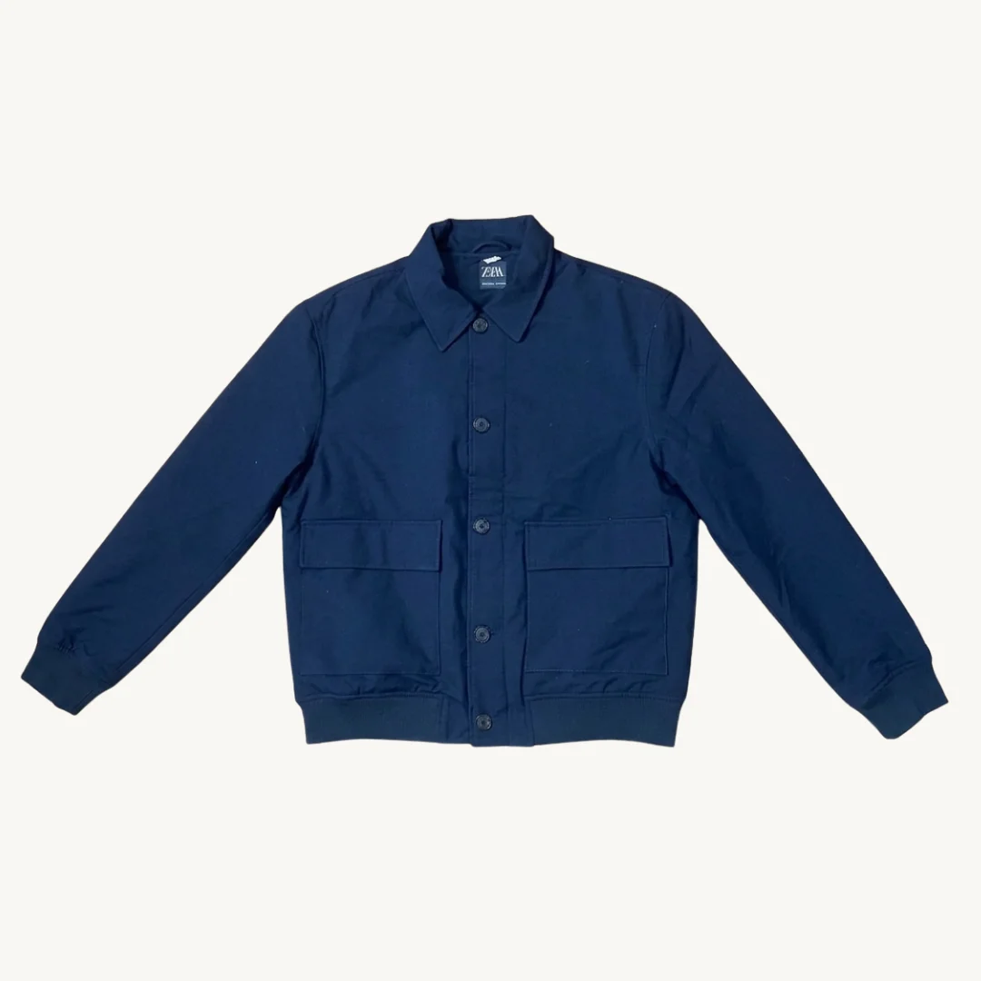 Chaqueta "Field Jacket" Zara Man - Azul Marino / Estilo Militar Urbano