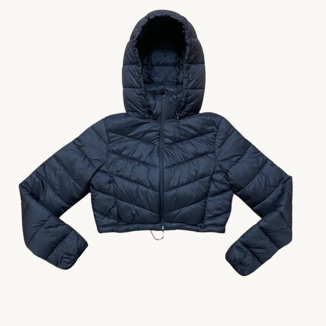 Chaqueta Puffer Cropped con Capucha