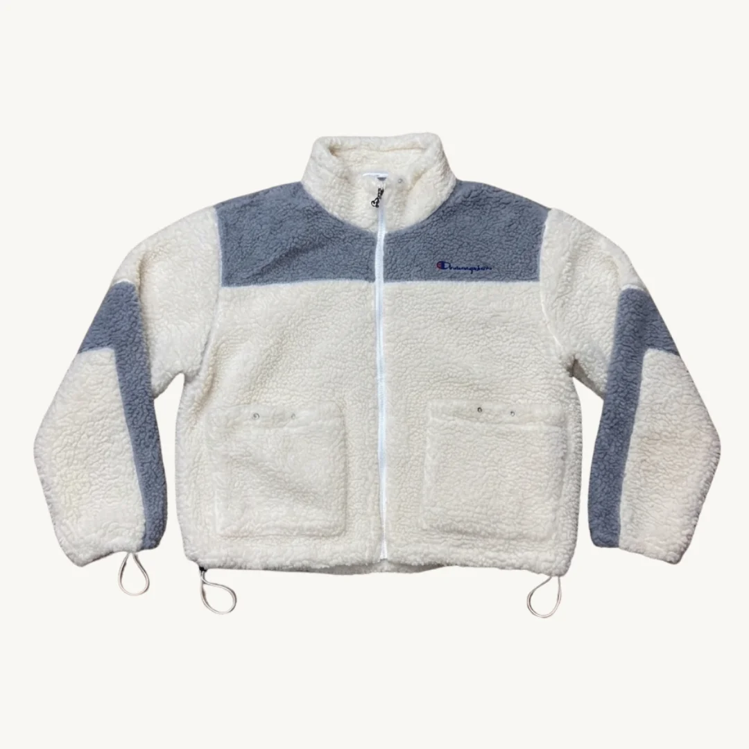 Chaqueta Sherpa Champion "Frost Block" - Blanco Crema y Gris Ártico