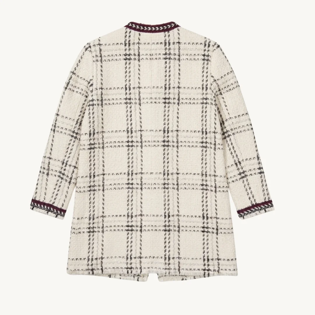 Chaqueta Zara de Tweed - Cuadros Crema y Negro