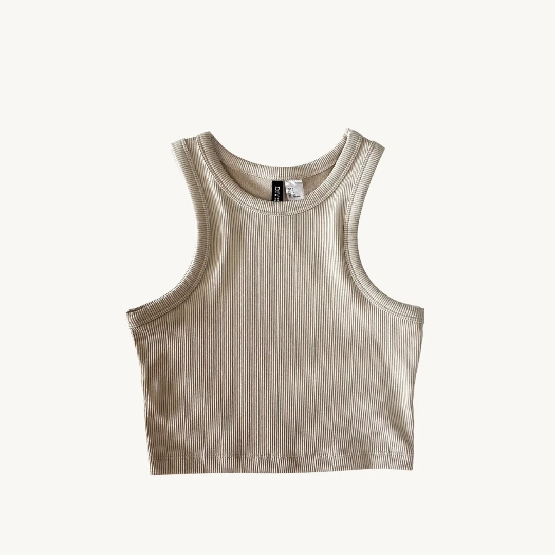 Crop Top H&M - Beige Acanalado