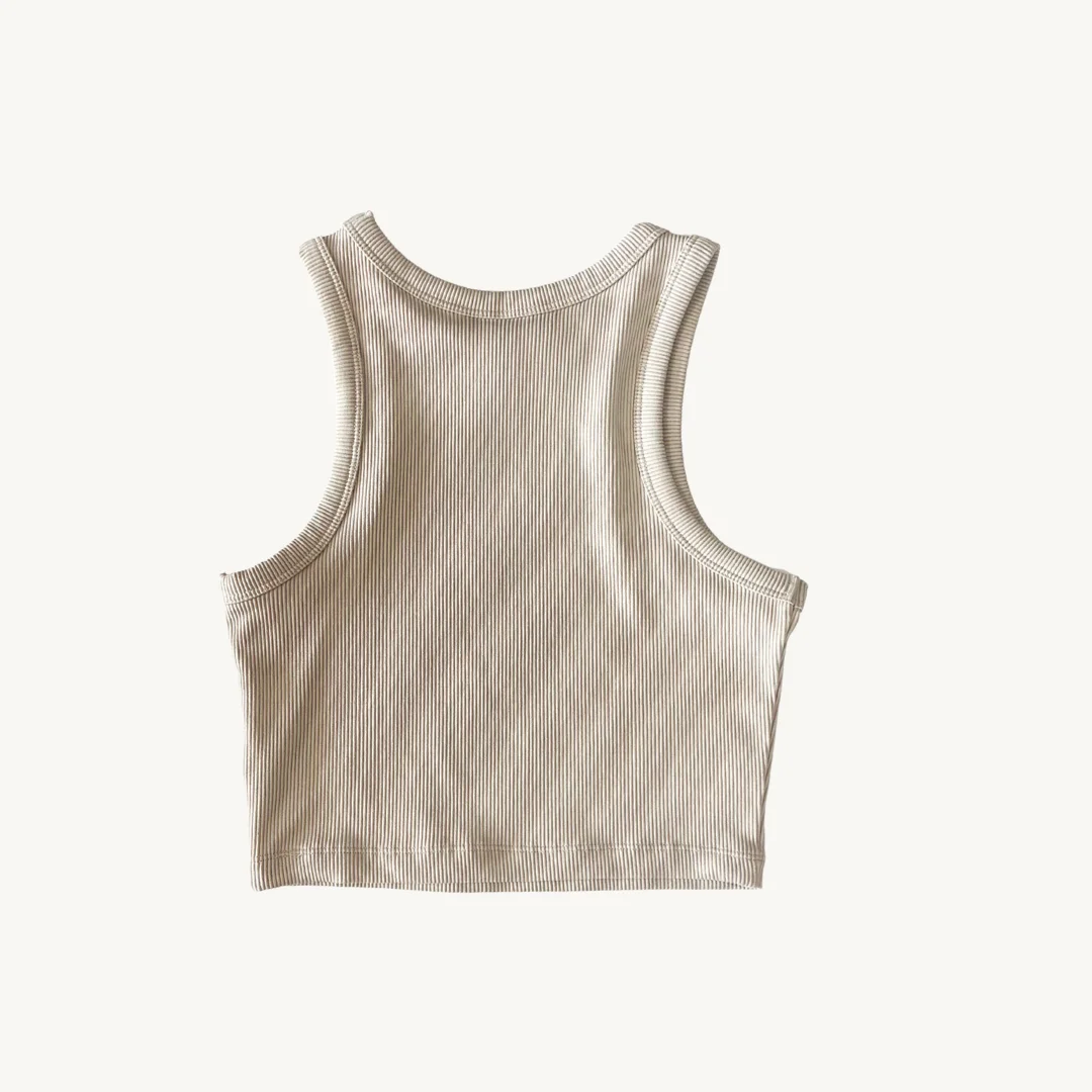 Crop Top H&M - Beige Acanalado
