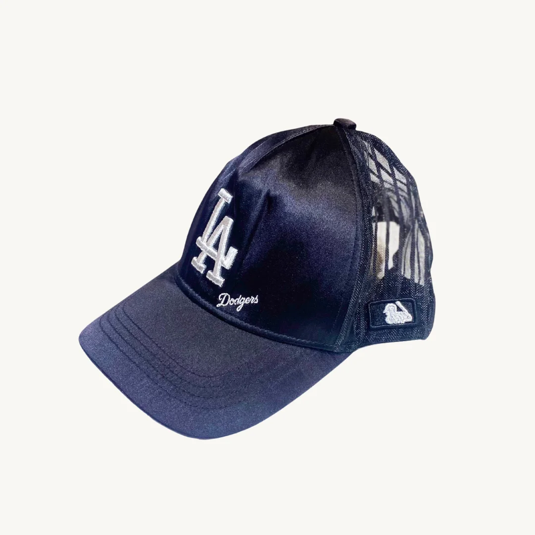 Gorra Trucker MLB Los Angeles Dodgers Negro Satinado Malla