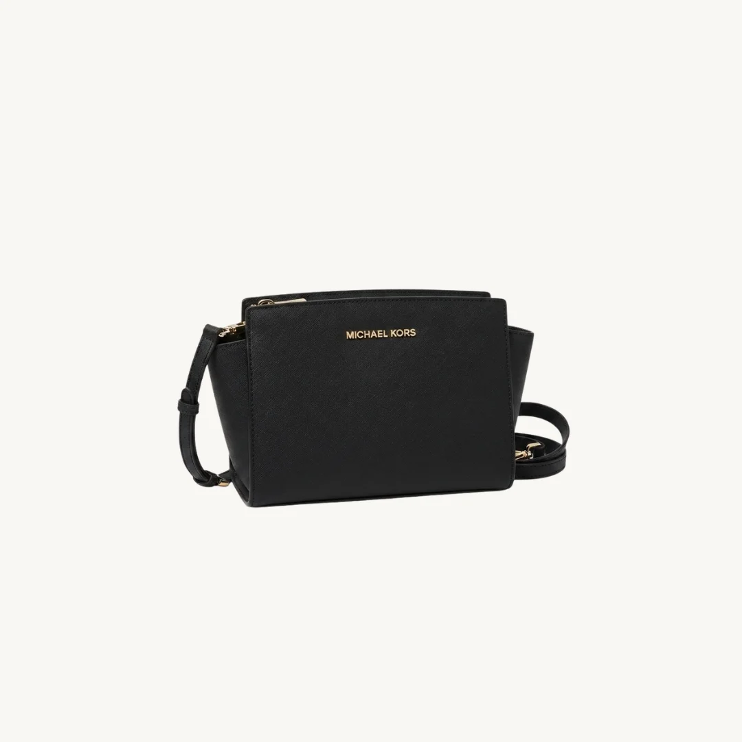 Michael Kors Selma Medium Saffiano Leather Satchel Black