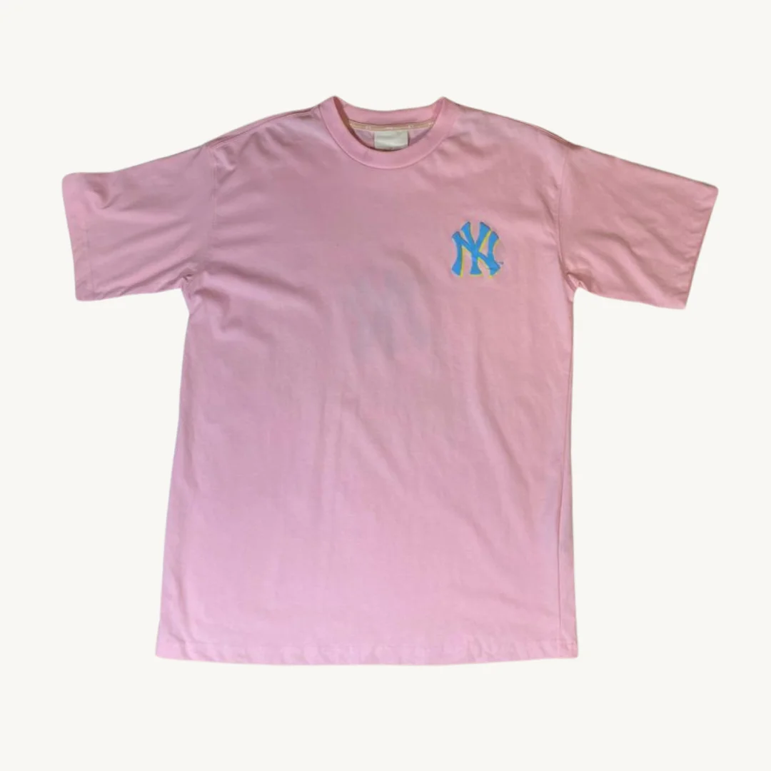 Polera MLB rosada logo celeste