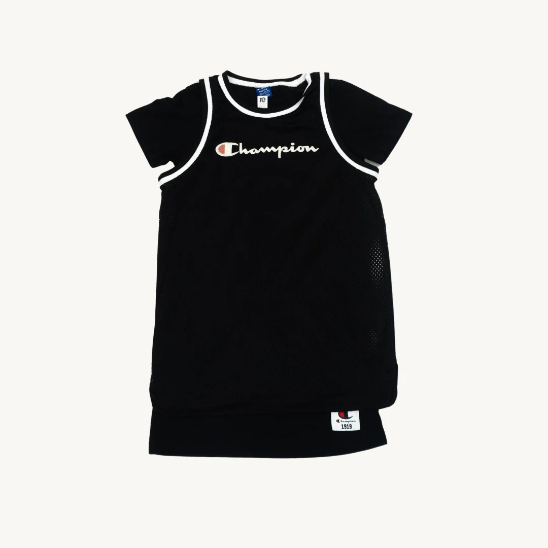 Polera Vestido Dos en Uno Champion Mesh Negro de Mujer