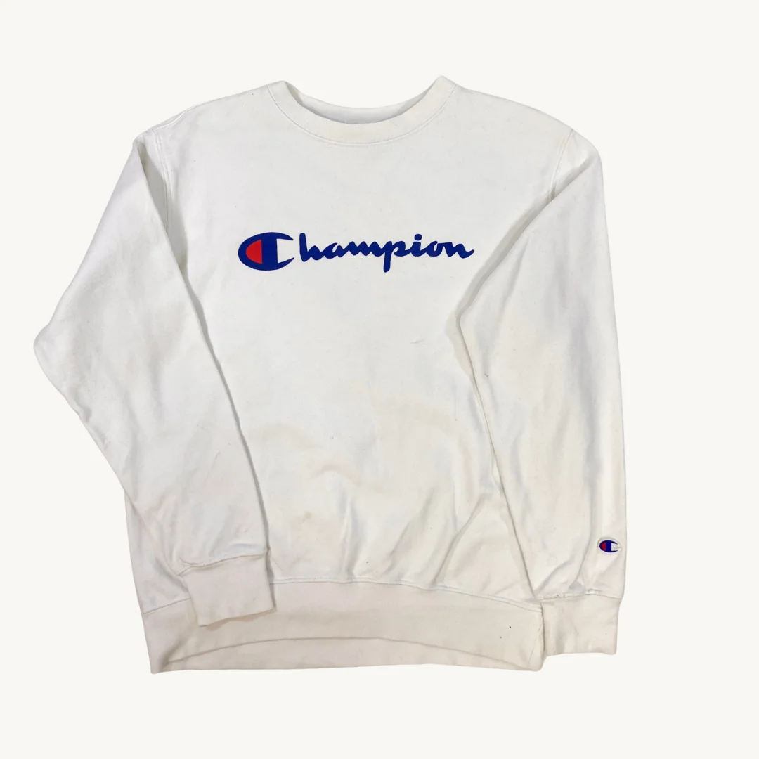 Poleron Champion Cuello Redondo Clásica Blanca