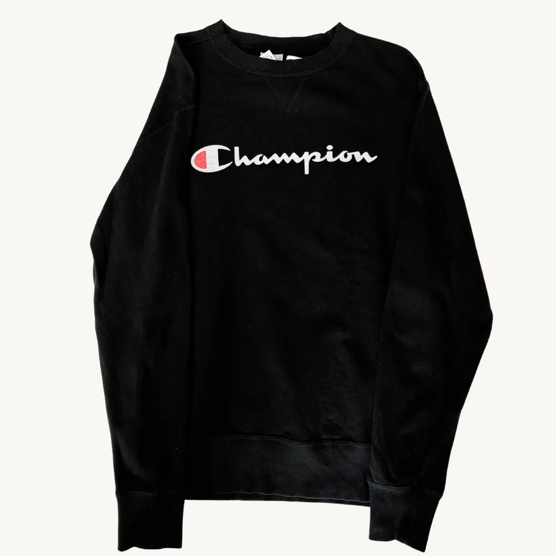 Poleron Champion Negro sin Gorro