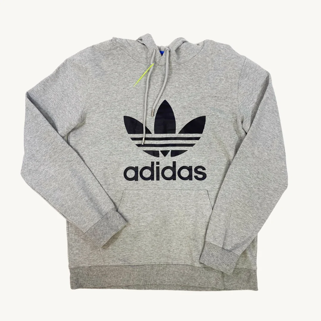 Poleron con Capucha Adidas Originals Gris Trefoil Logo Grande
