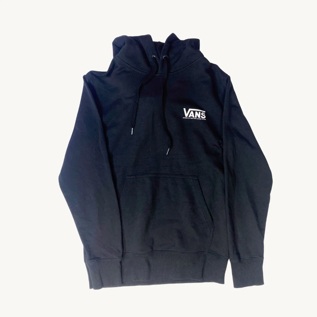 Poleron Vans Negra Clásica con Capucha