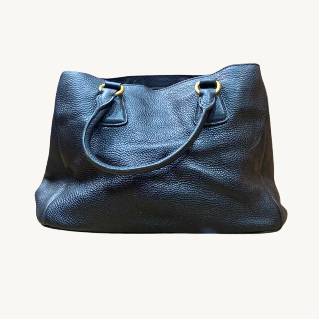 Prada Vitello Phenix Tote en Piel Negro