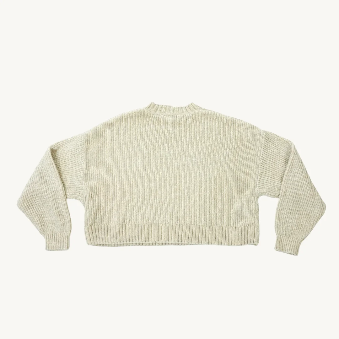 Suéter H&M Beige Cropped de Punto Acanalado