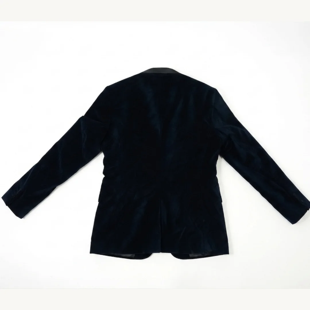 Saco Blazer Zara Azul Marino de Terciopelo Tailored Fit — foto 2