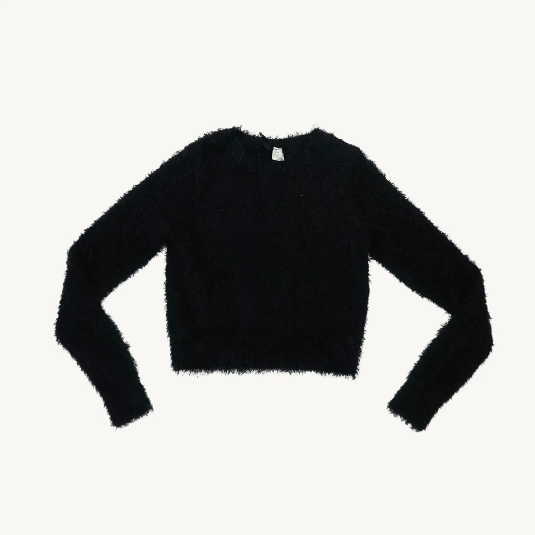 Suéter H&M Divided Negro Cropped de Punto Peludo