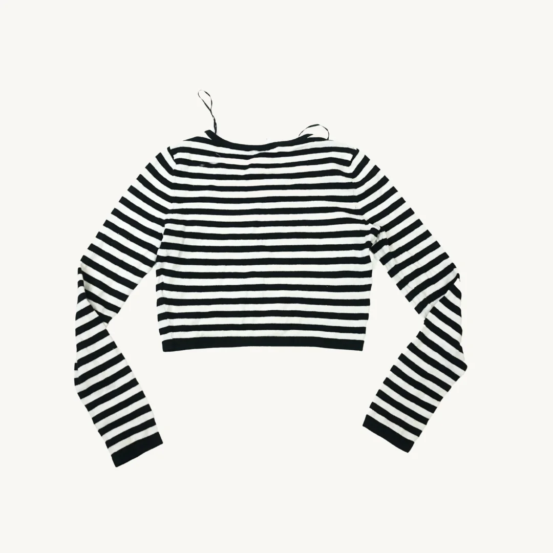 Polera Cropped Manga Larga a Rayas Blanco y Negro — foto 2