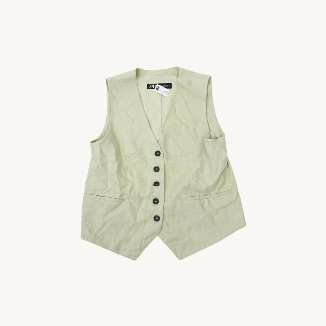 Chaleco Gilet Zara de Lino Beige