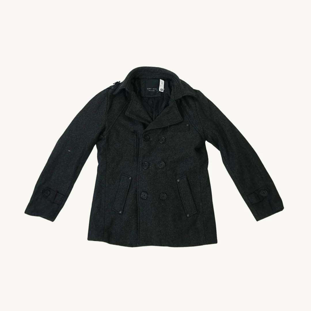 Abrigo Marinero Zara Man Gris Oscuro