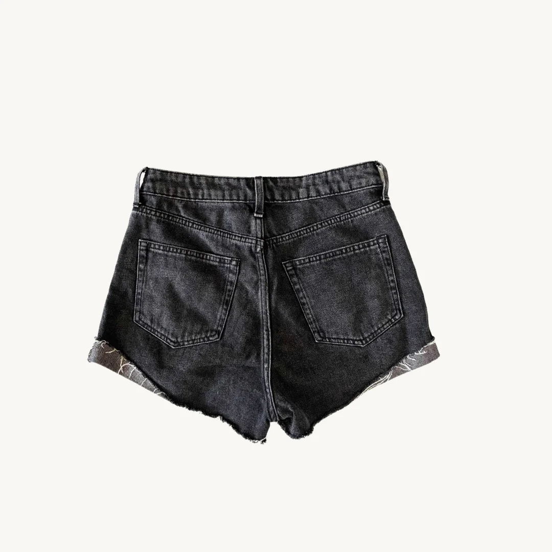 Short de Mezclilla H&M - Negro Desgastado