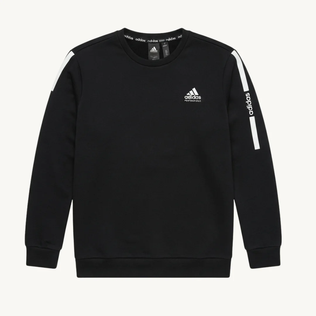 Poleron Adidas Clásica Negra Logo Pequeño y Franjas Laterales