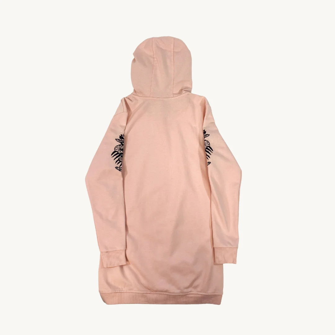 Poleron Capucha Adidas Neo Rosa Flores y Estampado Botánico