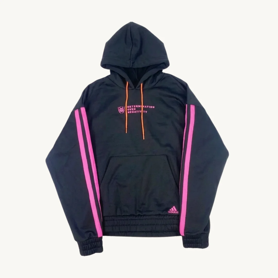 Poleron con Capucha Adidas Negra Fucsia Estampado Motivacional