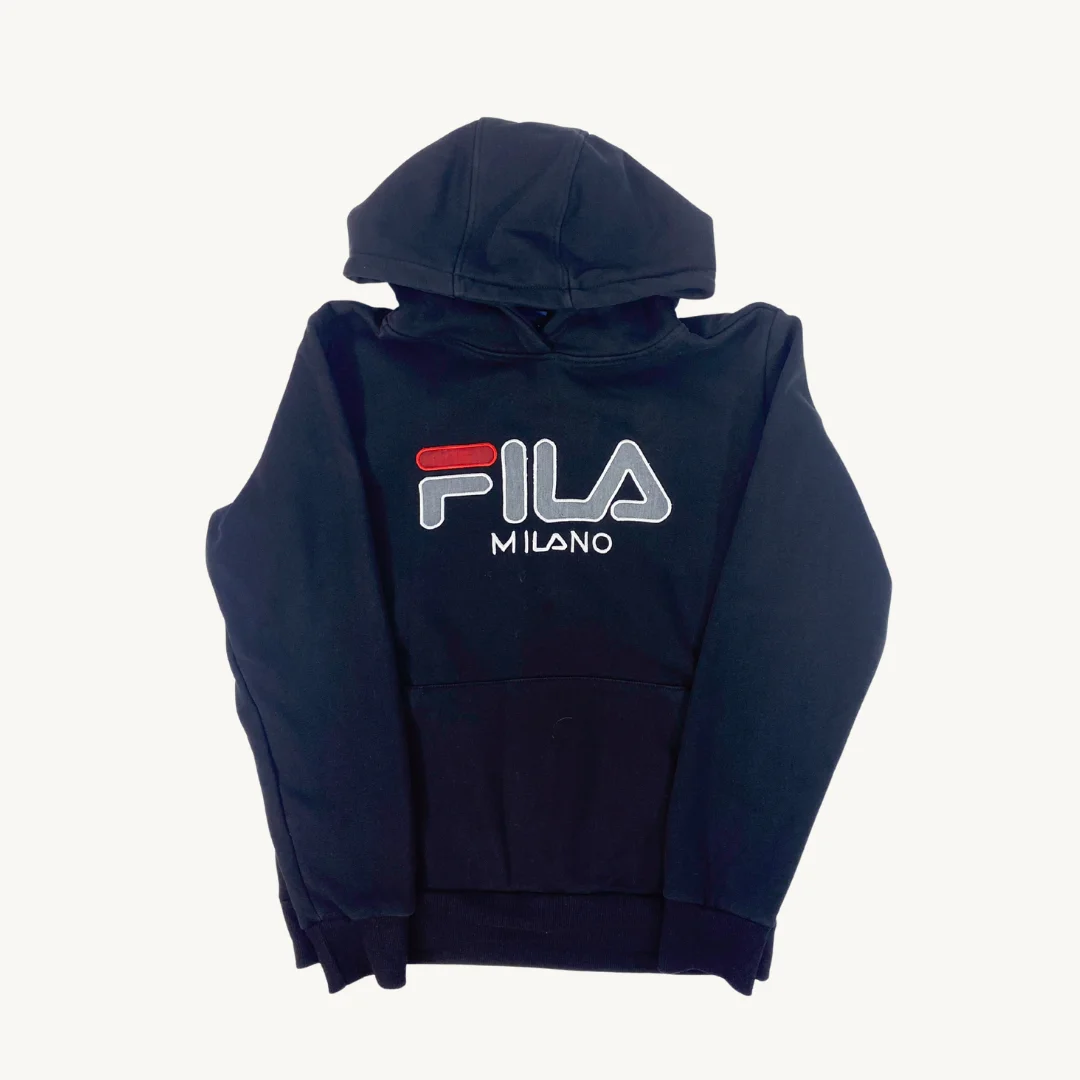 Poleron con Capucha Fila Milano Negra Logo Grande