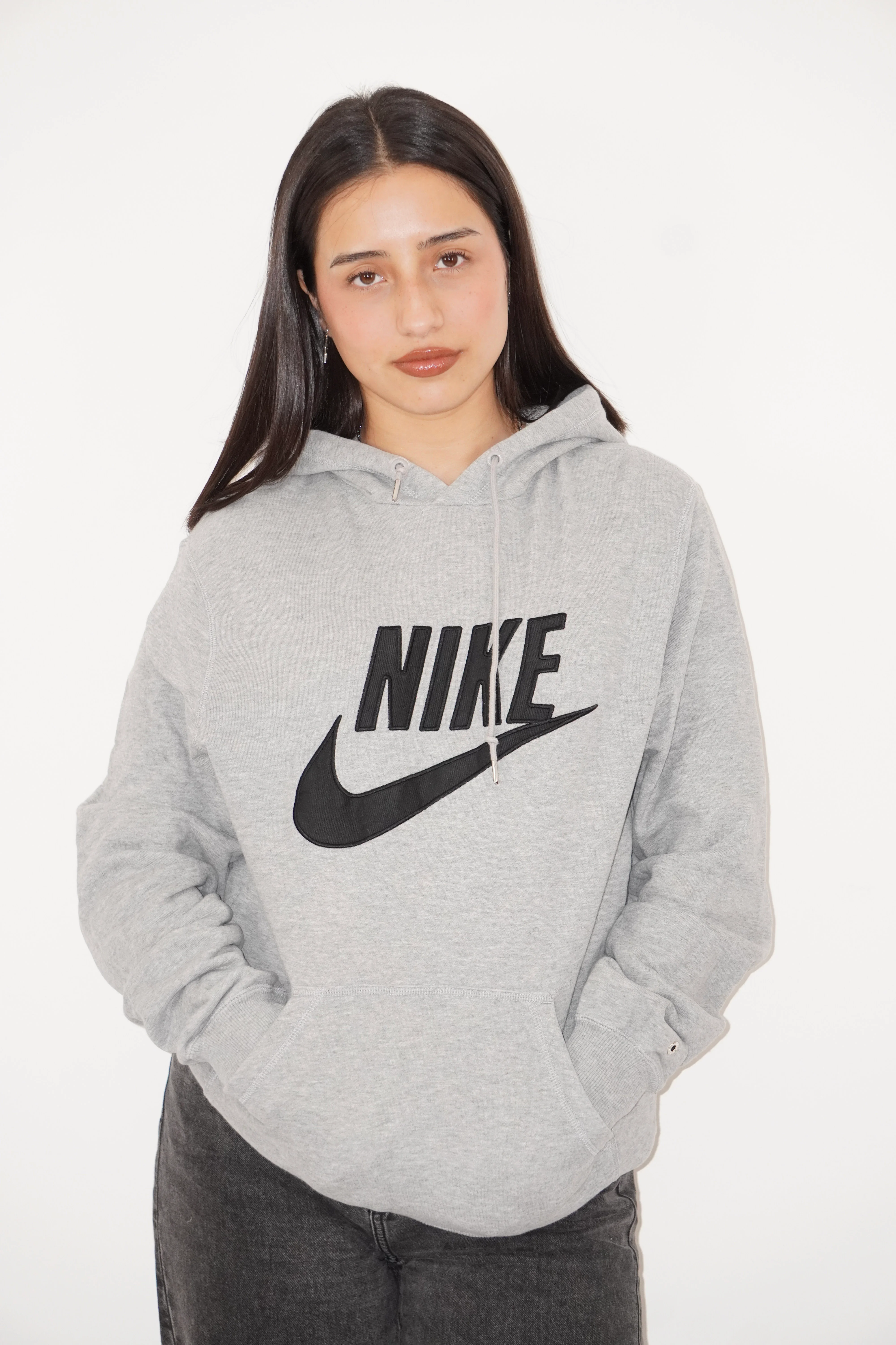Poleron con Capucha Nike Sportswear Gris Logo Clásico