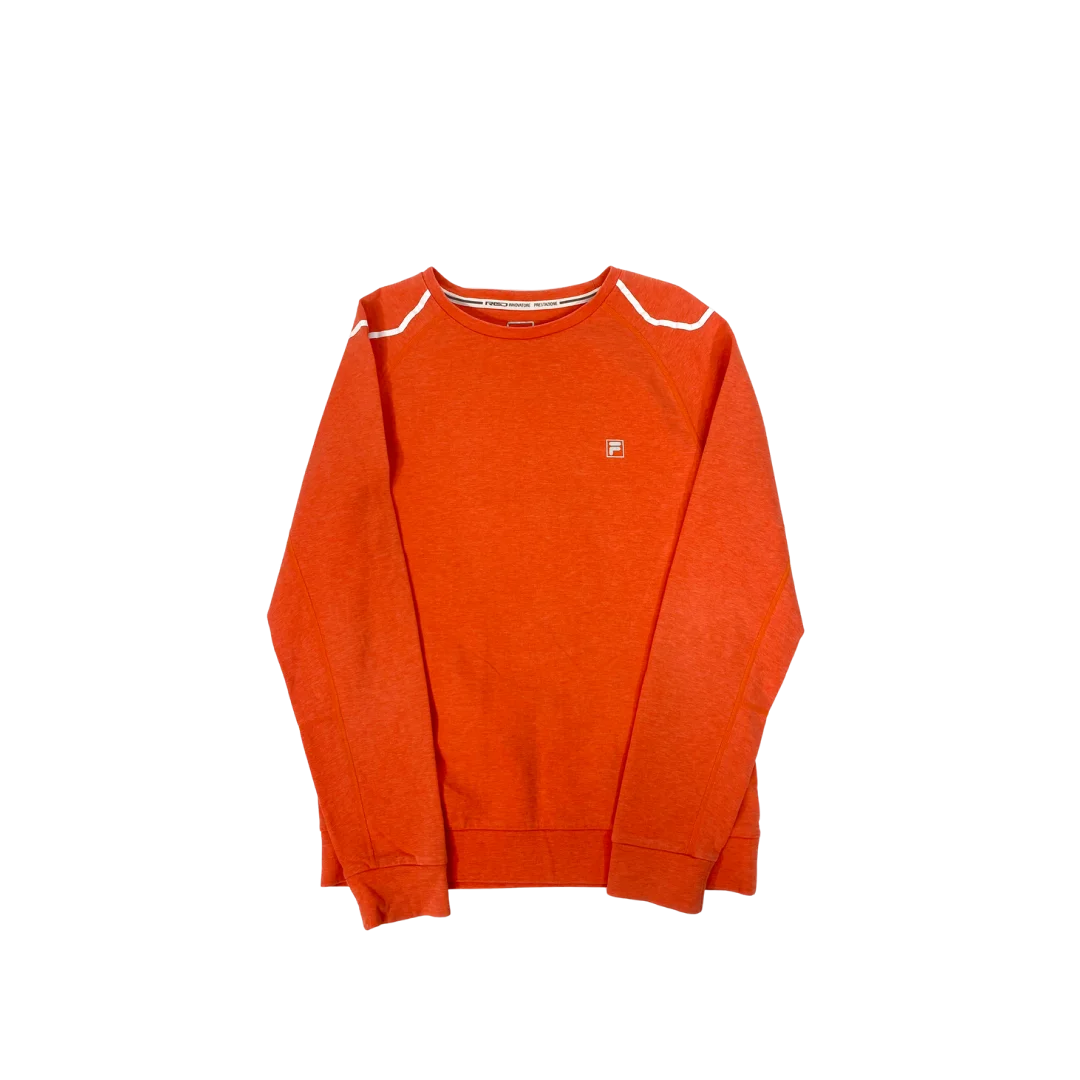 Poleron Fila Naranja Neón Logo Pequeño Diseño Deportivo