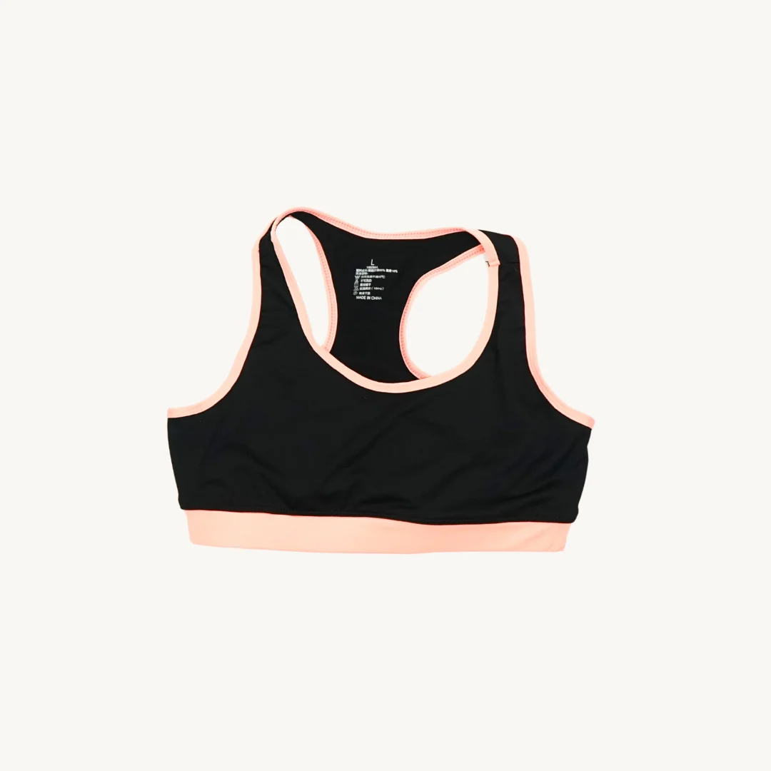 Top Deportivo Racerback Bicolor Negro y Coral
