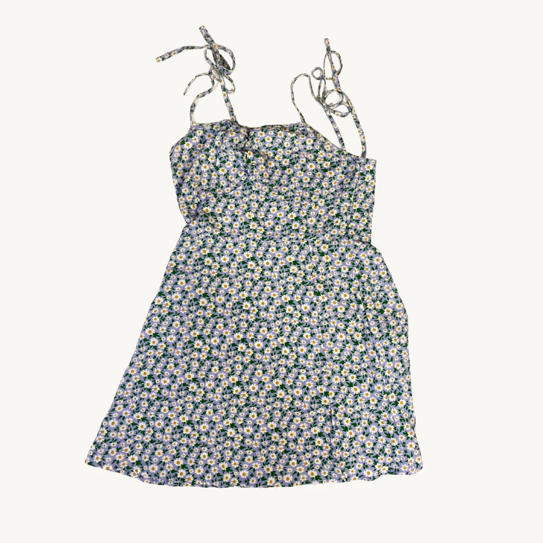 Vestido Corto de Tirantes con Estampado de Margaritas
