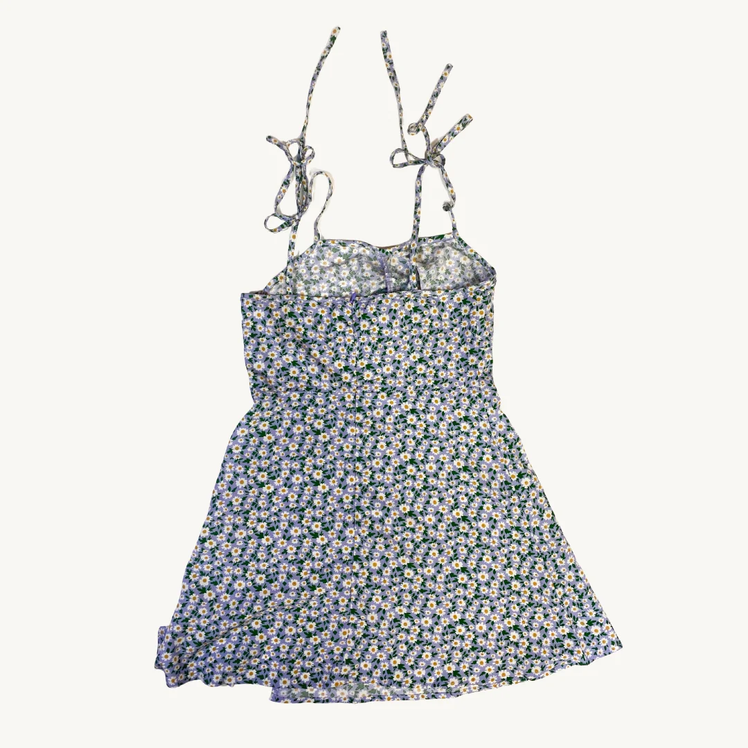 Vestido Corto de Tirantes con Estampado de Margaritas